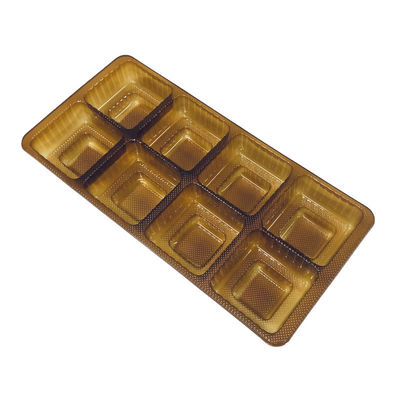 Customized 6 Compartment Amber Color Blister Insert Tray for Mooncake Plastic Box