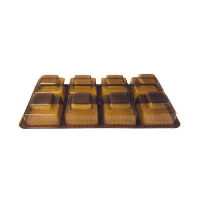 Customized 6 Compartment Amber Color Blister Insert Tray for Mooncake Plastic Box