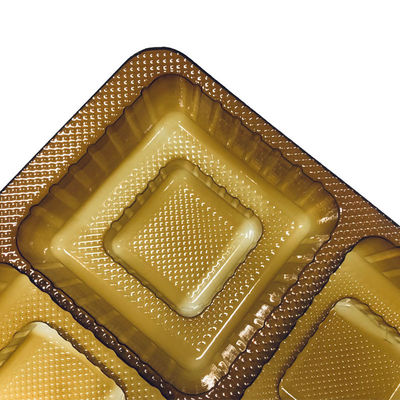 Customized 6 Compartment Amber Color Blister Insert Tray for Mooncake Plastic Box