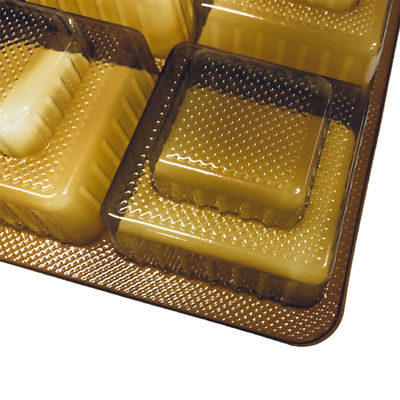 Customized 6 Compartment Amber Color Blister Insert Tray for Mooncake Plastic Box